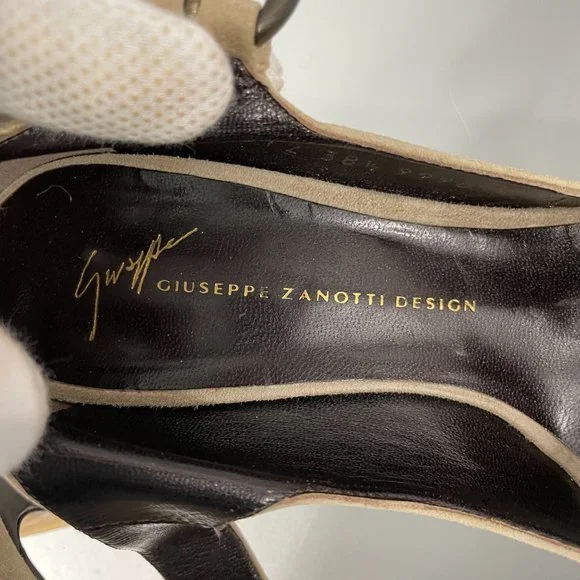 Giuseppe Zanotti Mary Janes Suede Block Heel Shoes, Size 38.5